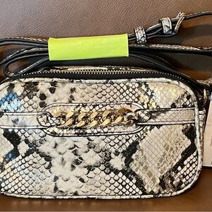 Steve Madden Black and White Snake Print Crossbody Bag